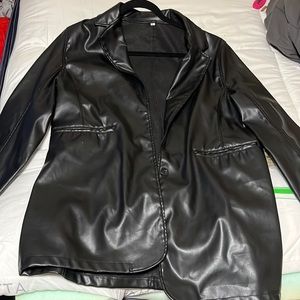 Leather shirt jacket